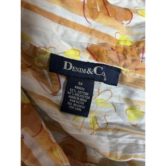Denim & Co Button Up Floral 3/4 Sleeves Plus 3X Cottagecore Officecore Vacation - Picture 5 of 6